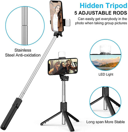 5 IN 1 Wireless Bluetooth Selfie Stick Tripod