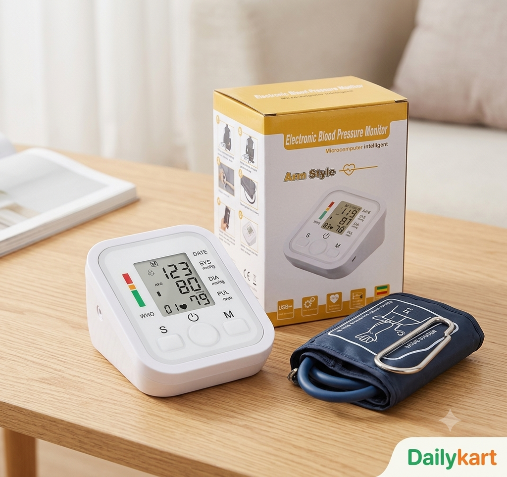 Digital Arm Style Electronic Blood Pressure Monitor – Automatic BP Machine for Home Use