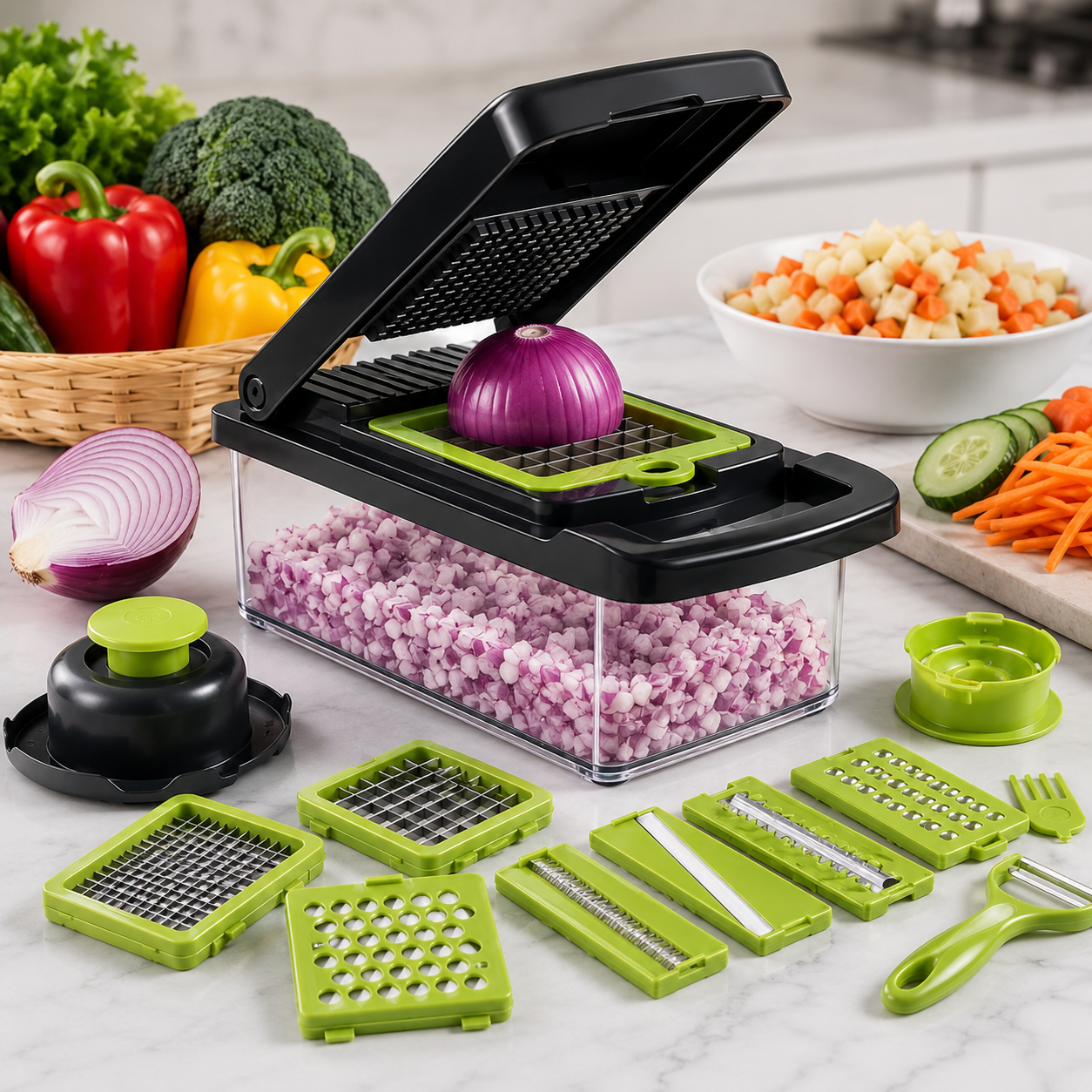 16-in-1 Vegetable Chopper – Fast, Easy &amp; Neat Food Prep