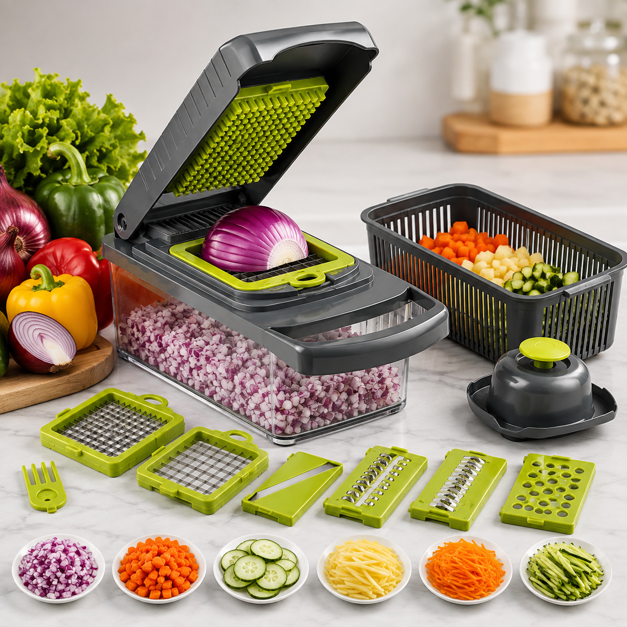 16-in-1 Vegetable Chopper – Fast, Easy &amp; Neat Food Prep